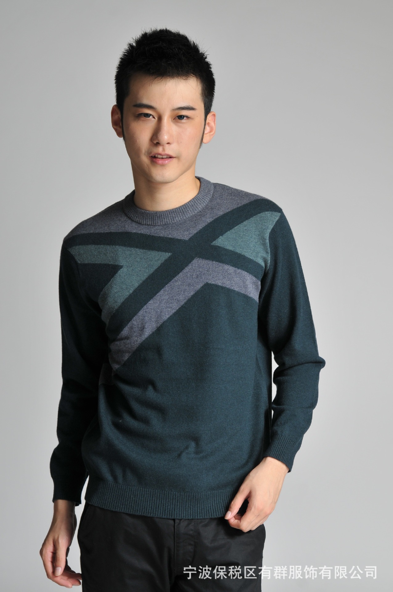 厂方直销 秋冬新款 男毛衣羊毛衫 拼色圆领毛衣 100%全羊毛衫图片_36
