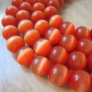 猫眼石桔子色20mm圆珠 半成品水晶散珠 手链串珠diy饰品配件批发