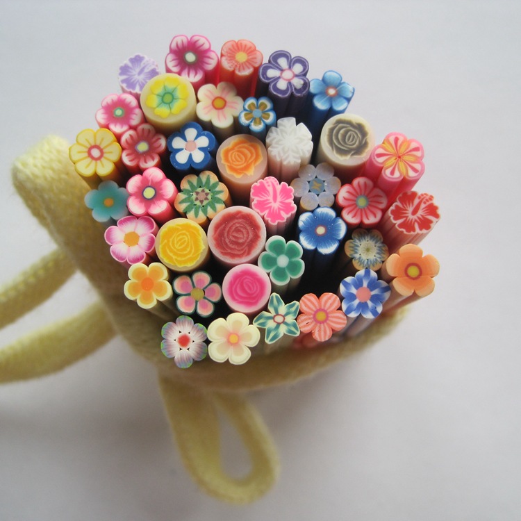 50条/包 美甲软陶条 水果条 指甲饰品 花形混合