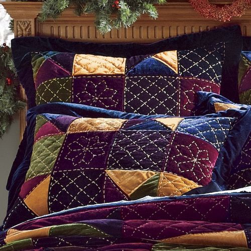 现货!外贸 出口欧美seventhavenue手工绗缝全棉天鹅绒绗缝被三件