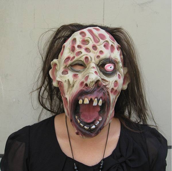 万圣节 环保乳胶 整蛊吓人面具 假发面具 恐怖面具批发 厂家直销