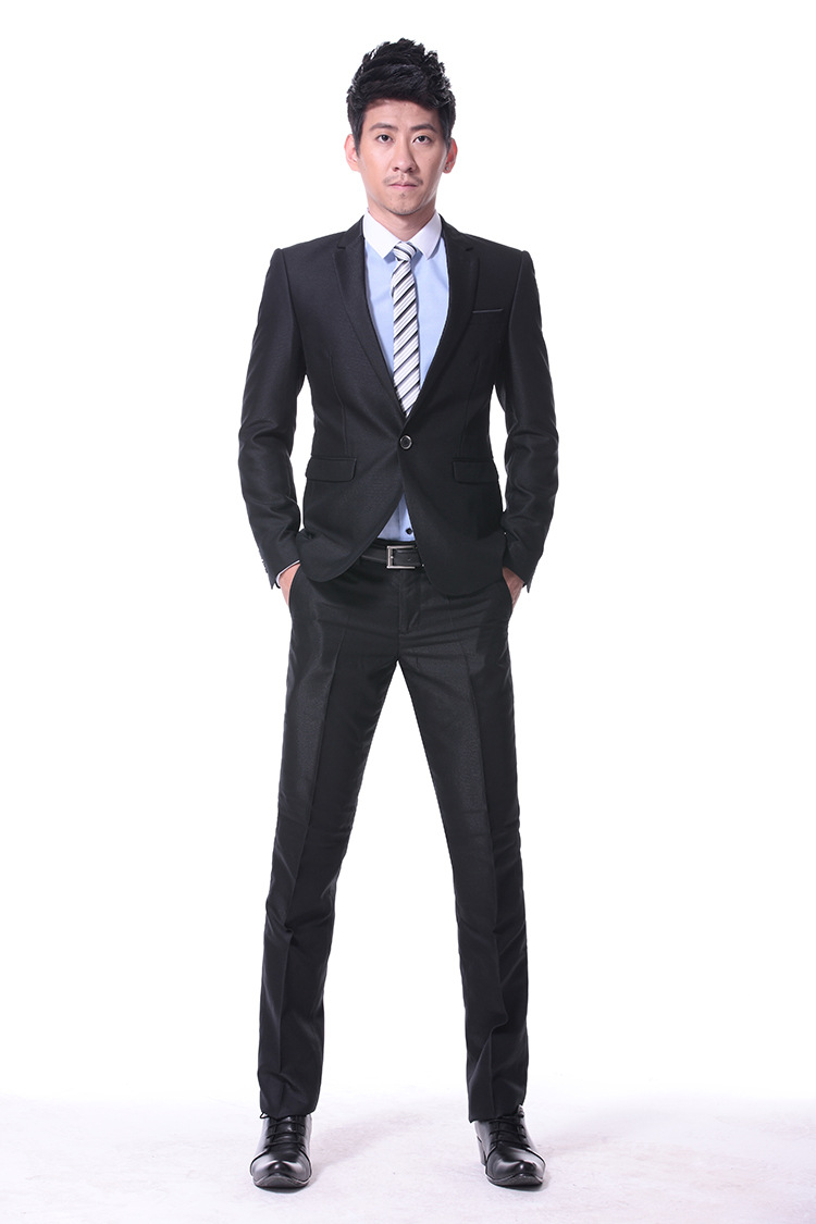 男士西服套装 新婚礼服 男修身时尚商务休闲西装 闪光料西装套装