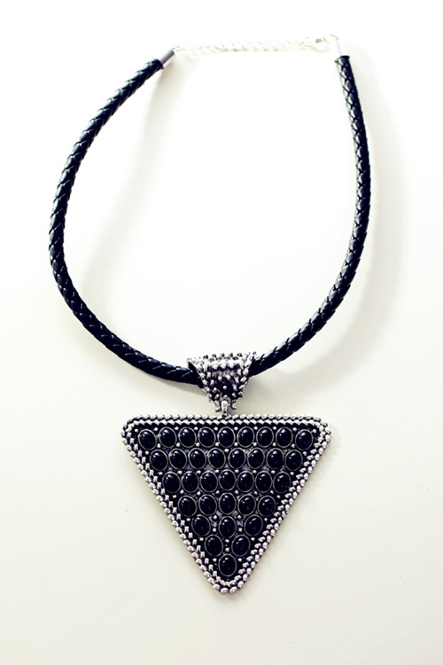 欧美 大牌明星同款 不规则几何三角复古怀旧古铜圆点短款项链项圈