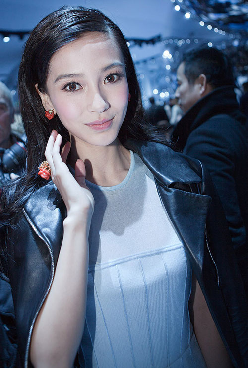 2013新款巴黎时装秀angelababy杨颖明星同款雪纺连衣裙83025