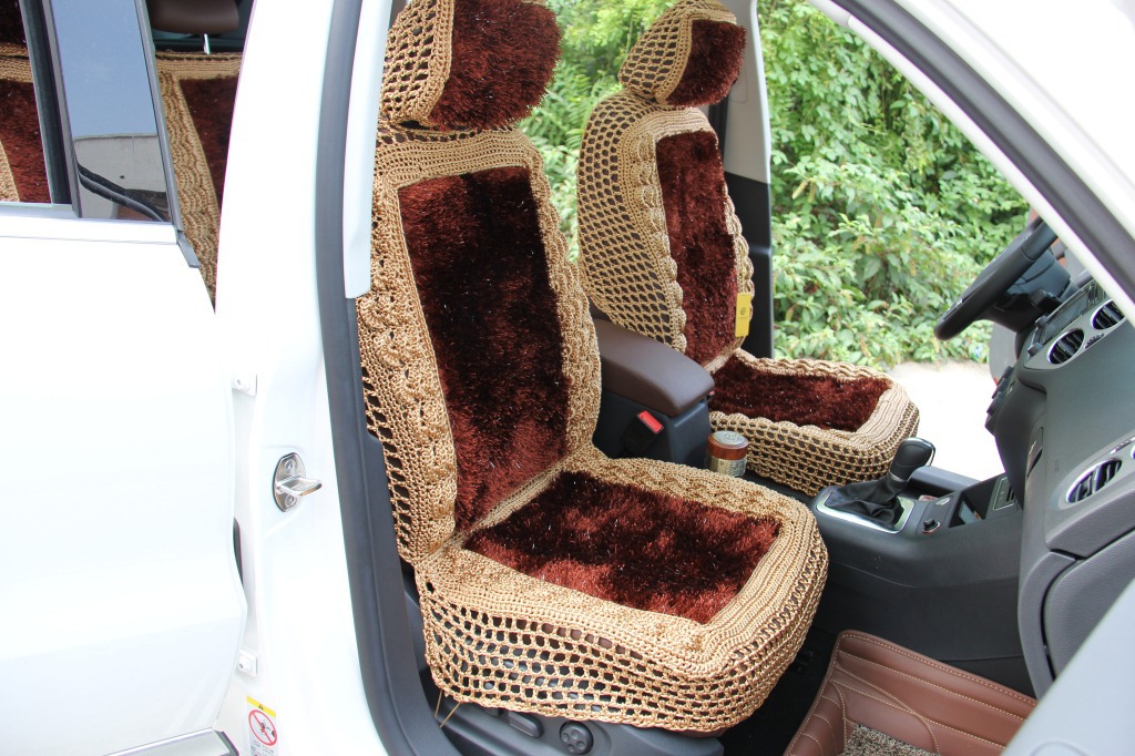 精品手钩汽车坐垫南韩丝秋冬毛垫新款~红咖啡