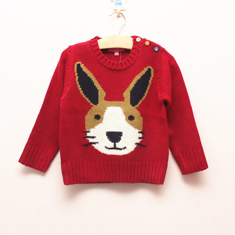 2014春秋款外贸纯棉儿童毛衣 卡通兔子中小童毛衣