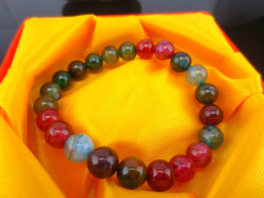 批发精品a级天然七彩龙纹碧玺玛瑙宝石手链