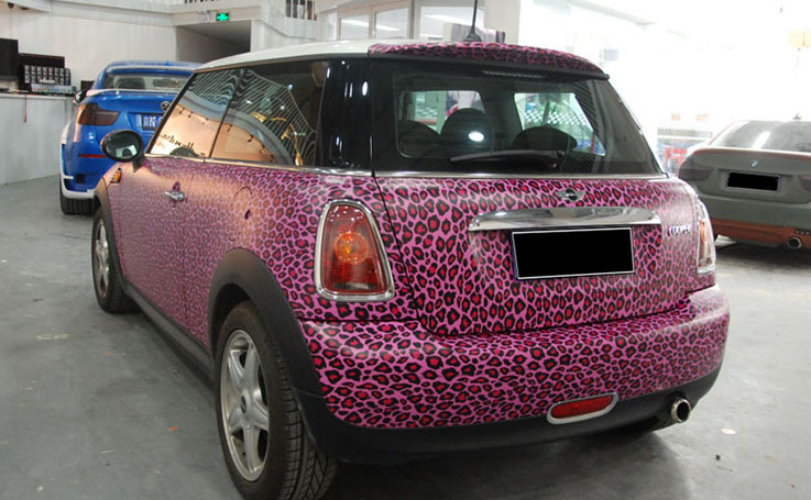 粉红豹纹涂鸦改色膜 豹纹涂鸦汽车贴纸贴膜 小豹纹改色膜图片_3