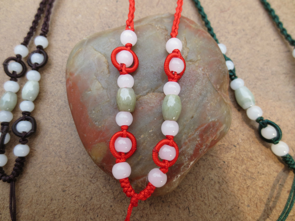 纯手工编织项链绳 挂玉佩黄金水晶吊坠 红绳子项链 玉线