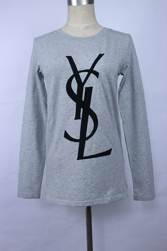 2012 ysl/圣罗兰 欧美大牌经典女装 圆领长袖t恤 植绒logo图片_13