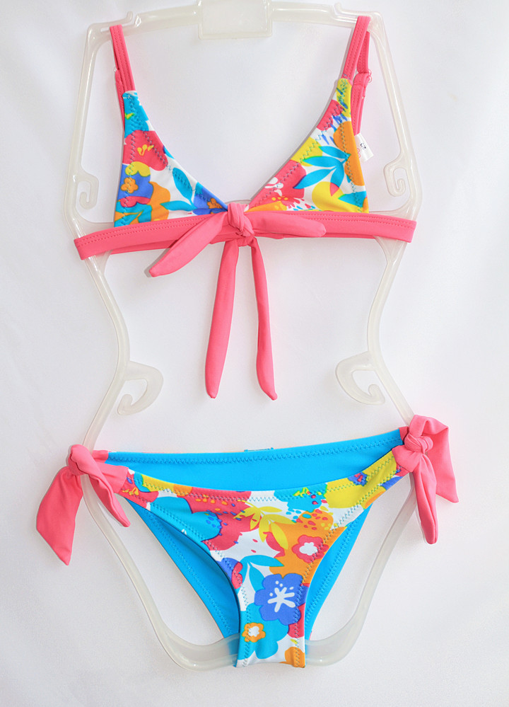 170169 外贸儿童婴幼儿女童宝宝小童比基尼可爱双面穿系带比基尼