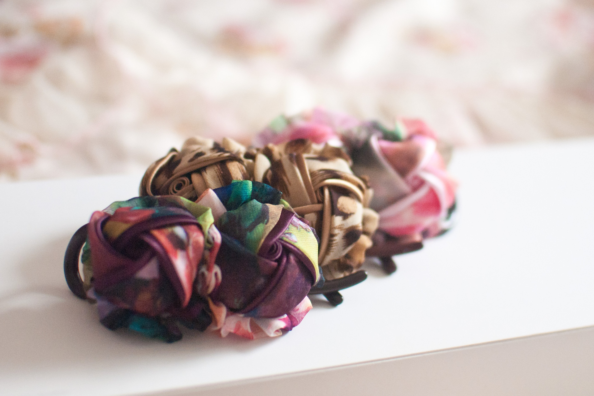 专柜款手工绢纱扭夹韩国头饰诗陌瑞多层花朵发夹发圈