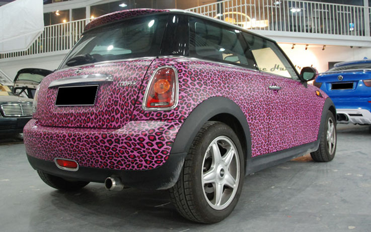 粉红豹纹涂鸦改色膜 豹纹涂鸦汽车贴纸贴膜 小豹纹改色膜图片_4