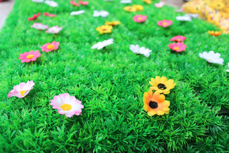 仿真草坪 加密 批发仿真花人造草皮塑料假草坪草皮带花加厚40*60
