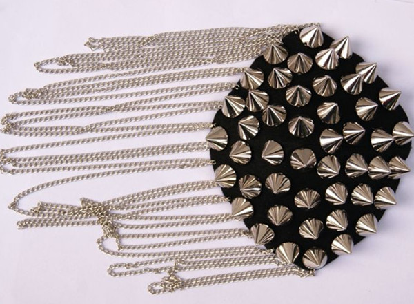 铆钉立体欧美夜店时尚复古 朋克尖头锥铆钉流苏肩章胸针