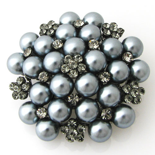 新光饰品~0116梅花钻珍珠胸针批发 4色入