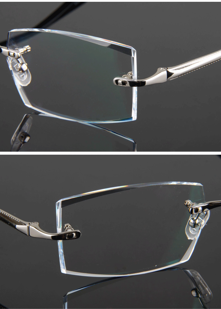钻石切边眼镜框 纯钛眼镜架 无框眼镜框 渐进色近视眼镜架787-1图片_7