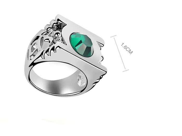 奥地利水晶戒指 绿灯侠 戒指 女士饰品 首饰 欧美饰品