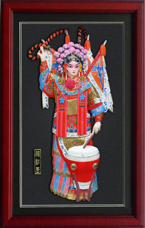 京剧脸谱创意家居饰品手工艺礼品东方工艺泥塑挂饰中全身花木兰