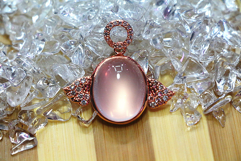 批发采购宝石工艺品-天然水晶吊坠 马达加斯加星光粉晶吊坠 光环天使