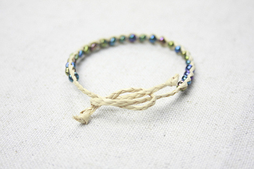 原创幸运草编织手链手工拉菲草手链饰品创意民族饰品28颗珠