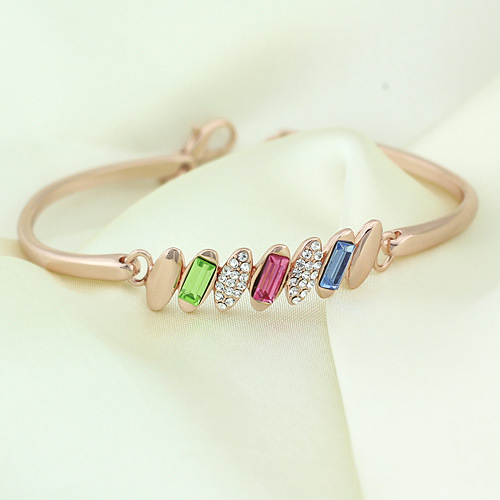 炫丽三色水晶手镯 威妮华.比拉品牌饰品批发 时尚合金手镯直销