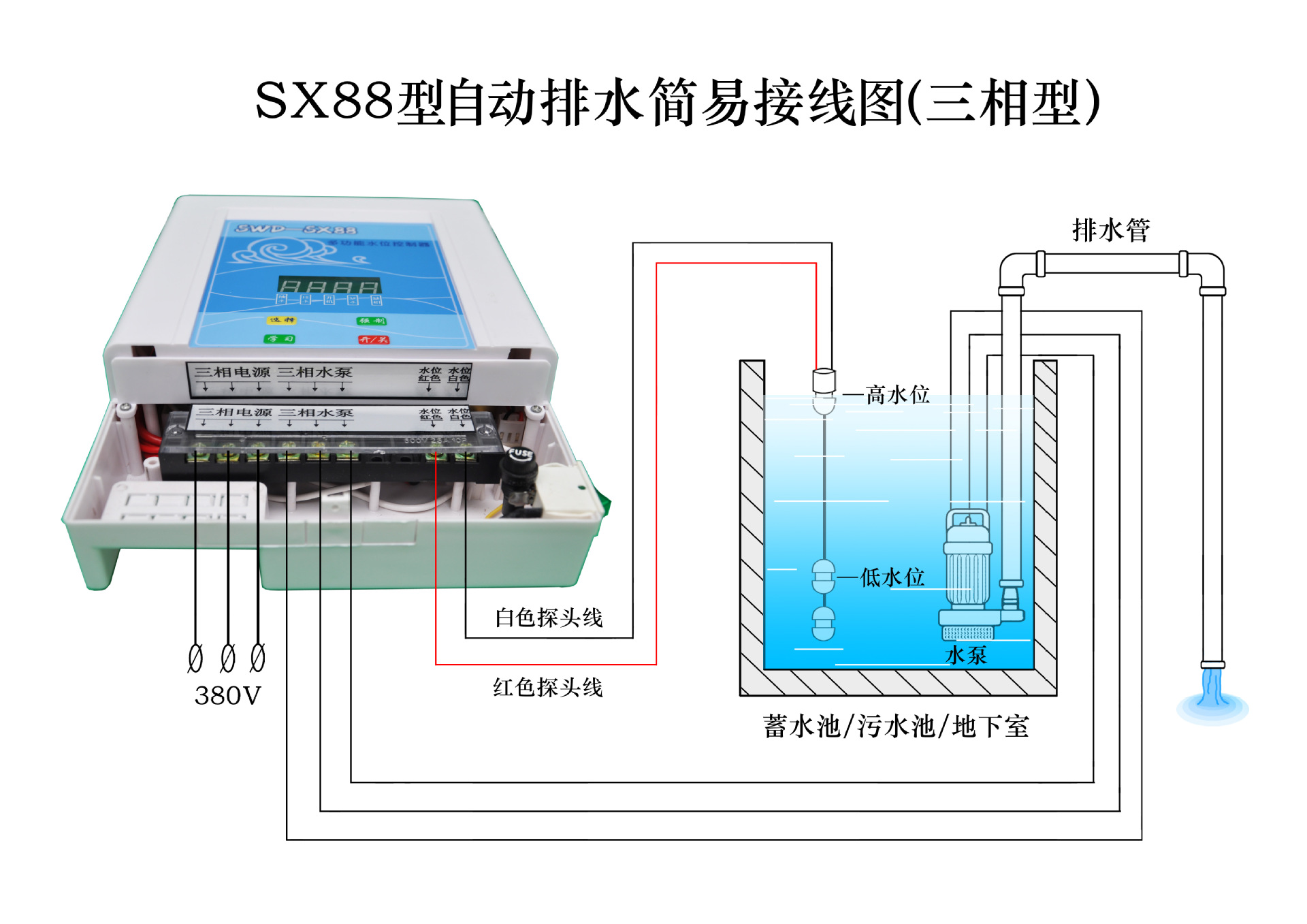 sx88新型水位控制器水泵開關自動抽水地下室自動排水液位繼電器