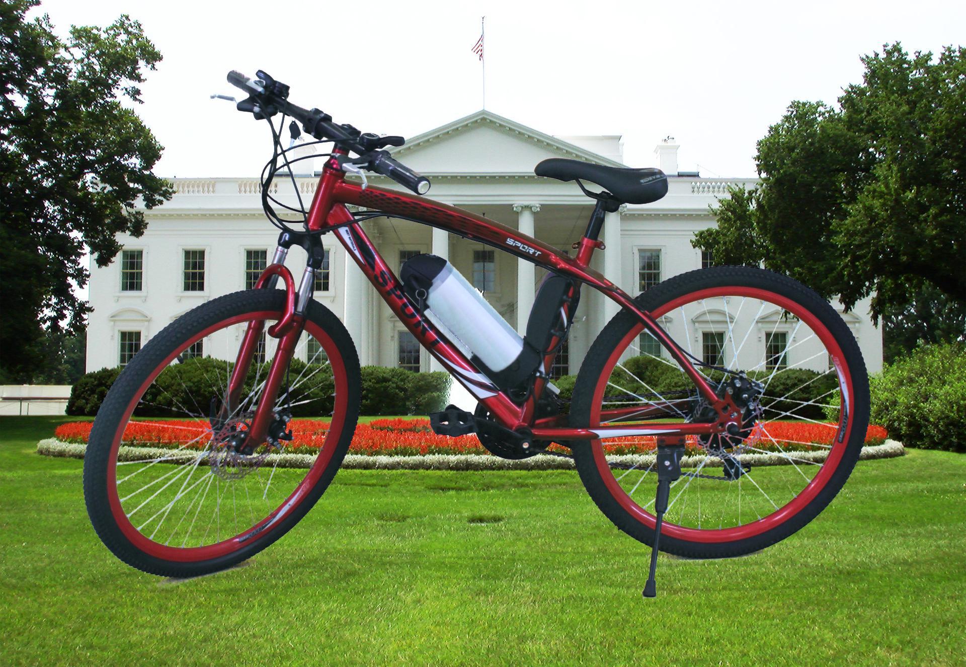 26铝肩减振叉碟刹自行车带水壶锂电池山地车