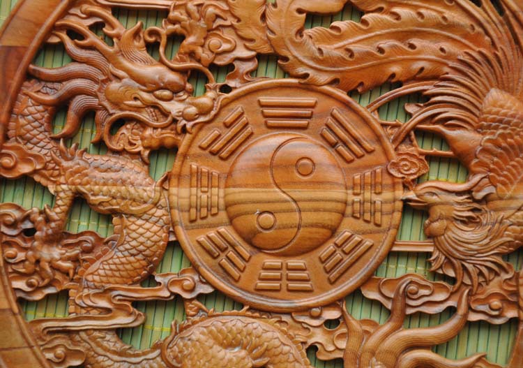 30龙凤八卦挂件fl-5045 供应雕刻工艺品 福临桃木挂件辟邪
