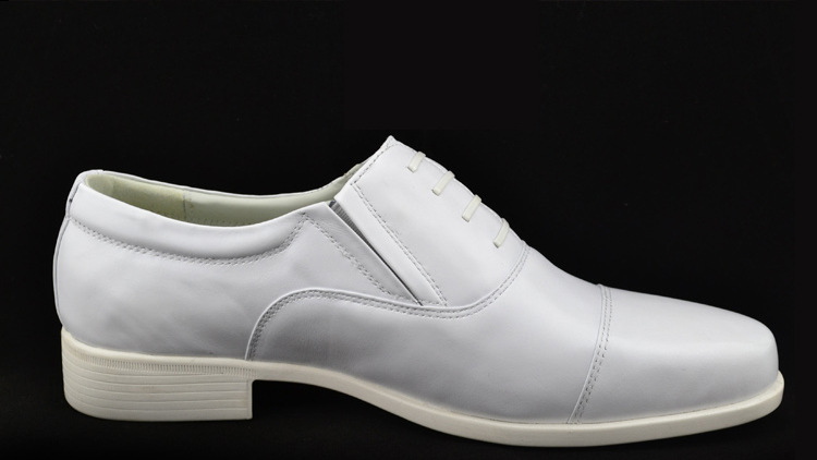 金猴男鞋正品07海军白皮鞋三接头制式男真皮军官白色皮鞋礼仪婚鞋