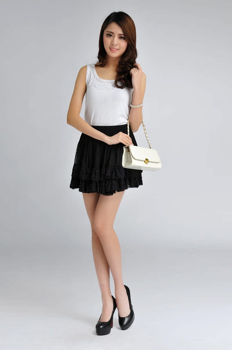 2015韩版春夏女装 清新蕾丝花边裙子蓬蓬裙短裙半身裙 优质版150