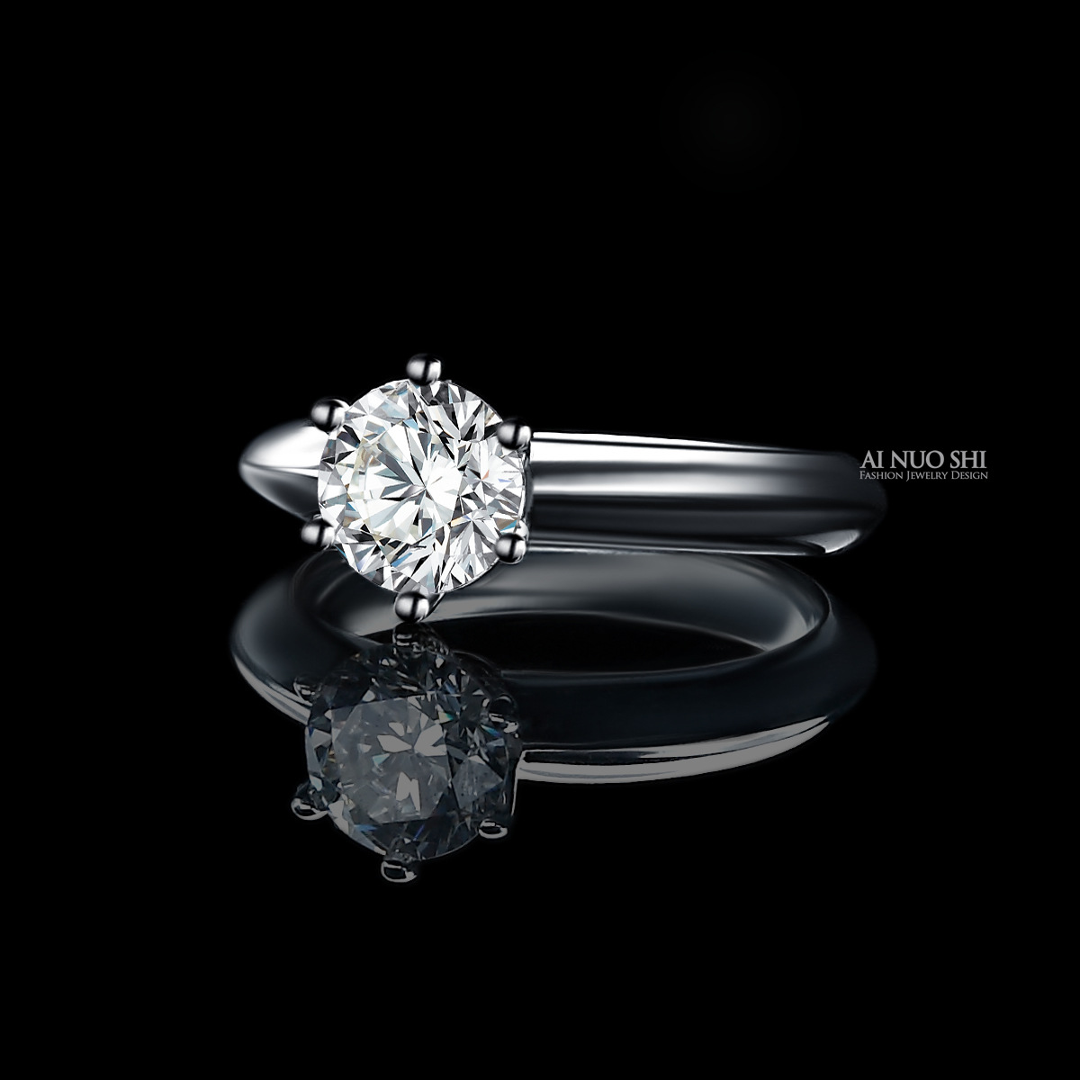 爆款sona钻石戒指 1克拉六爪婚戒 仿真女皇钻戒 925纯银代理批发