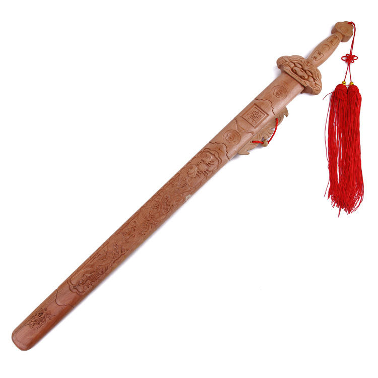 正宗110cm龙虎桃木剑 镇宅 木雕 工艺品 摆件