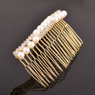 日韩民族发饰批发花朵珍珠发饰插梳时尚夏季盘发必备边梳少女梳子