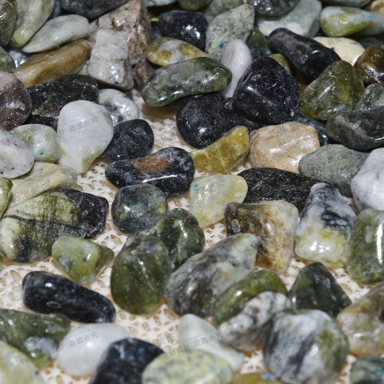 1公斤天然彩色抛光石头 不规则形状玉石 鱼缸地台水族造景装饰