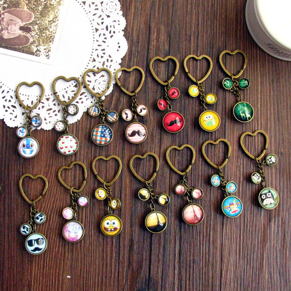 批发 复古金属 时光宝石手工钥匙扣 创意小商品 钥匙挂件