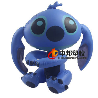 供应pvc充气卡通动物 蓝色福娃公仔不倒翁 disney儿童玩具