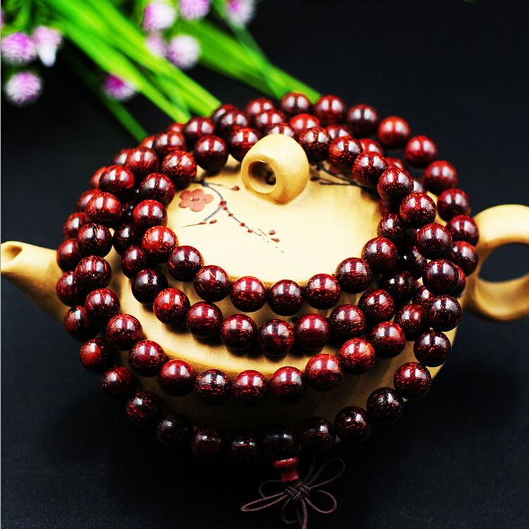 厂家批发小叶紫檀手链菩提木质佛珠手串108颗 星月菩提子金刚菩提