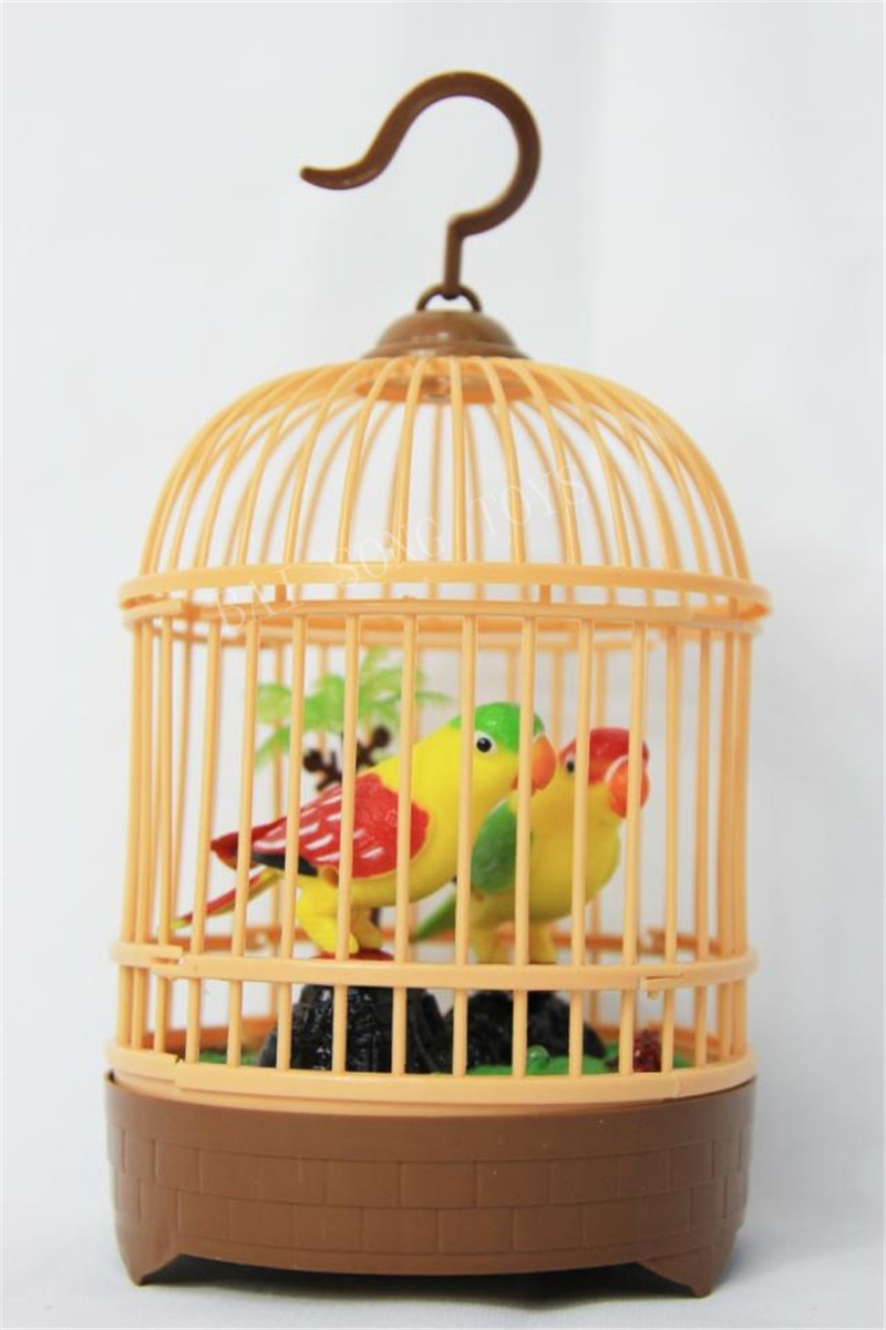 供应仿真小鸟笼 电动双鸟笼 声控小鸟 热销声控玩具