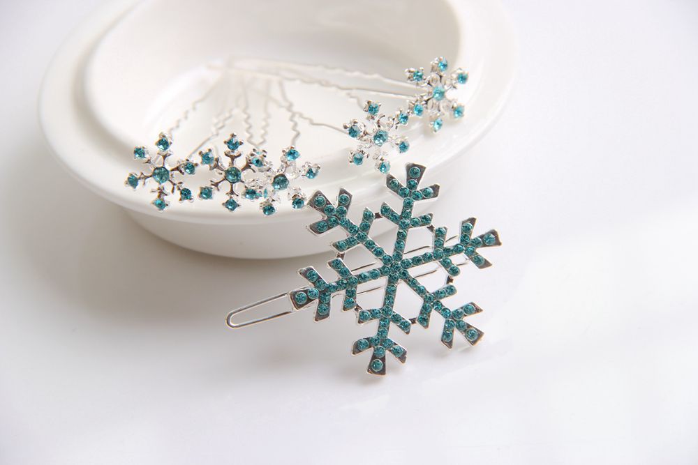 新款冰雪奇缘头饰u型发簪雪花发饰儿童发夹发卡速卖通新年礼物