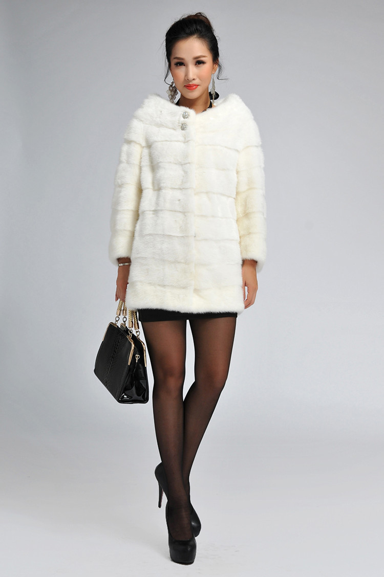 新款裘皮女式进口9分袖整貂皮草外套 水貂毛 海宁貂皮大衣母貂图片_3