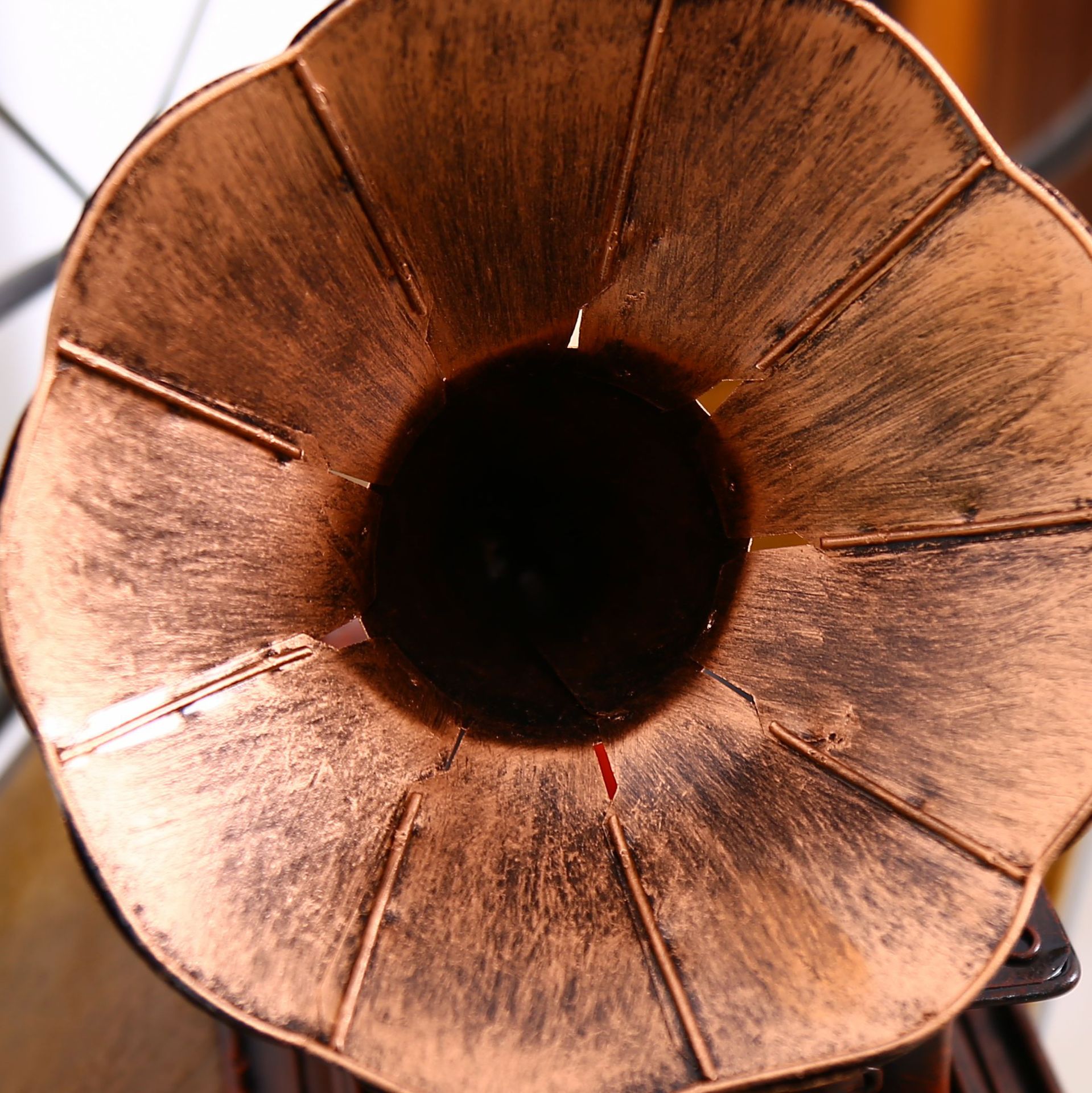 zakka杂货 怀旧复古留声机 手工做旧金属工艺品 酒吧装饰摆件a24