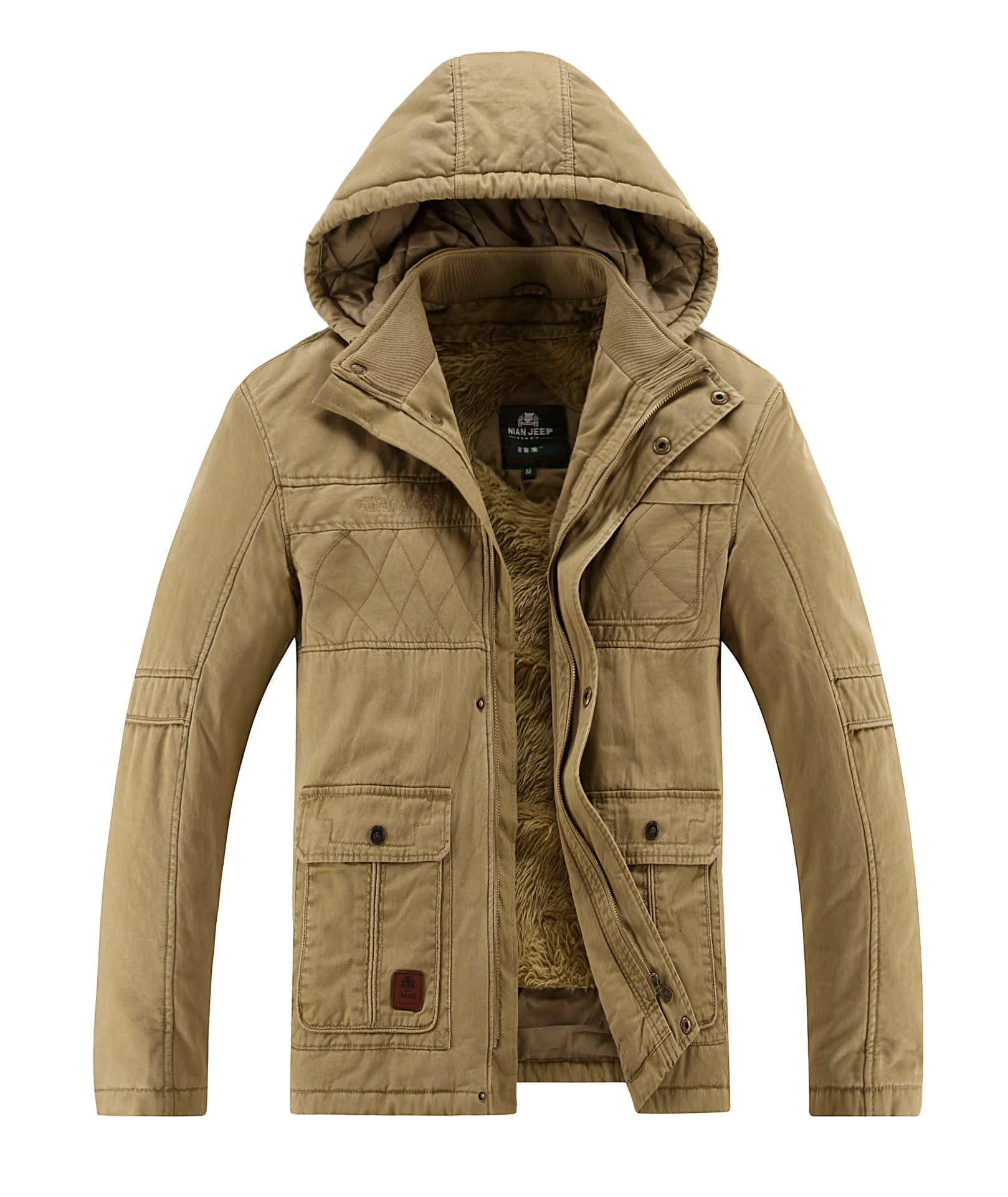 正品吉普棉衣njeep高档男式休闲大码棉衣 可脱内胆加厚男士棉服