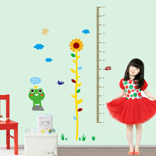 ay7149卡通家居向日葵身高尺自粘贴纸儿童房间装饰量身高墙贴画