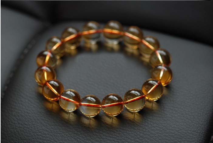 橘黄水晶 大颗粒 巴西水晶 黄水晶手链12mm 14mm