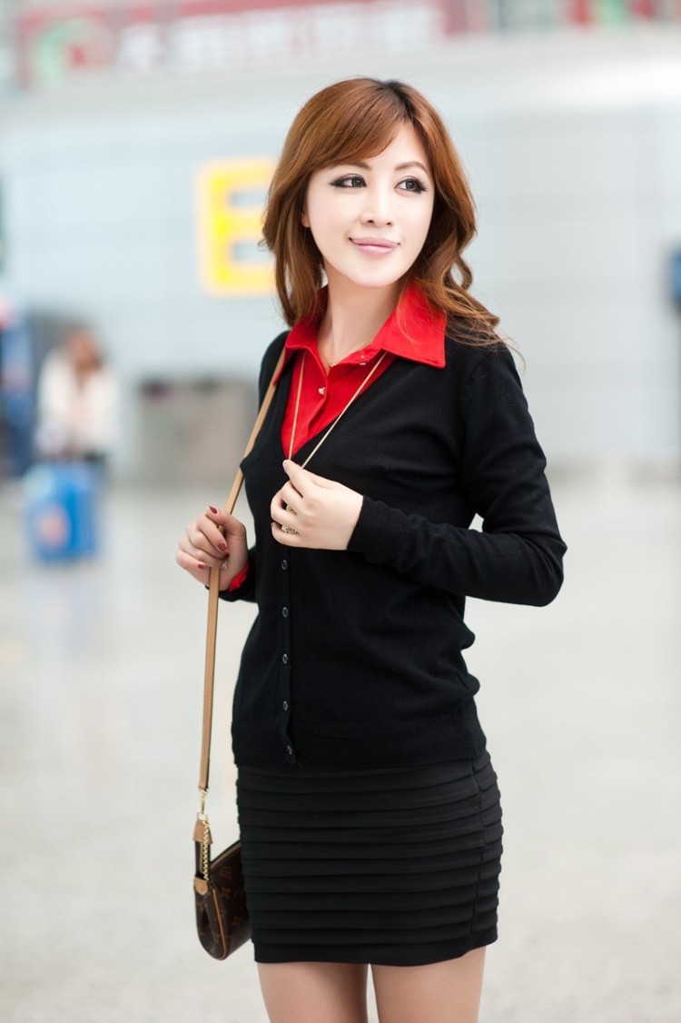 服装鞋帽箱包,钟表眼镜 女装 女式针织衫 春装新款百搭针织衫 韩版