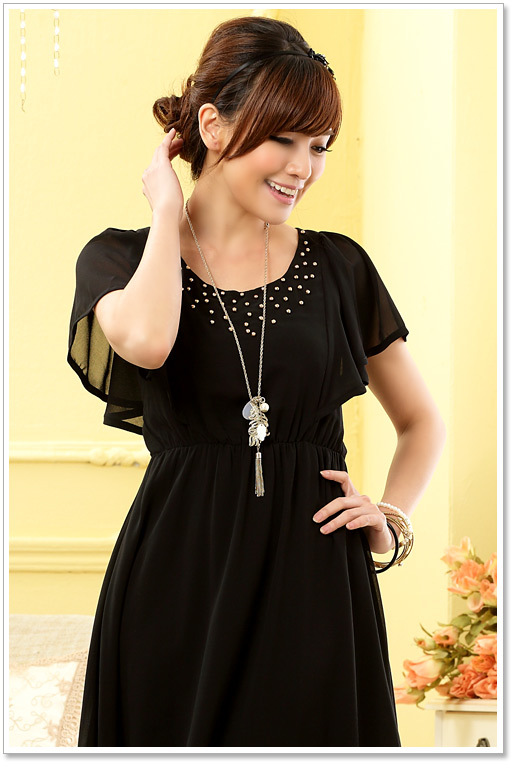 服装鞋帽箱包,钟表眼镜 女装 婚纱,礼服 9806 美雅亮丽荷叶袖圆领钉珠