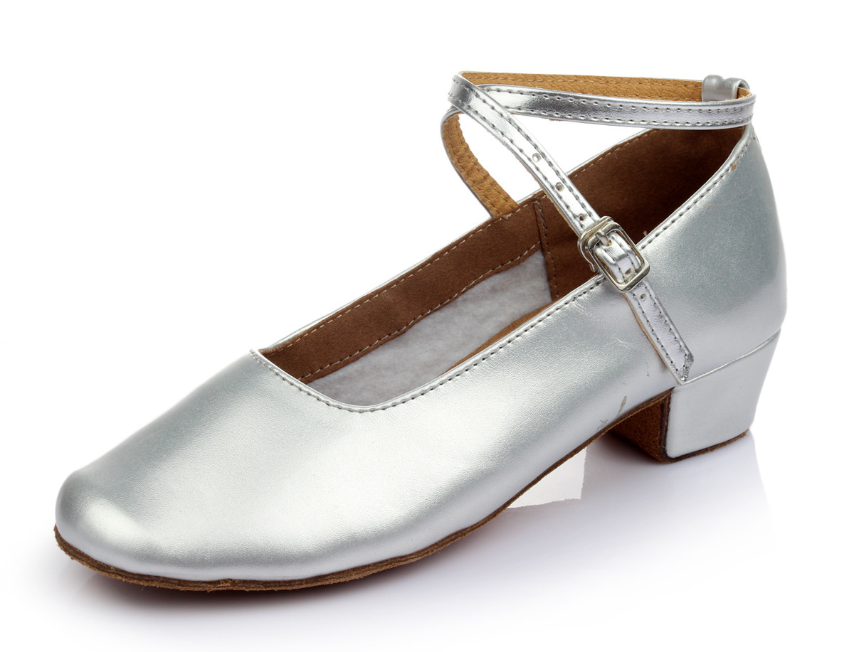 银色舞蹈鞋女式拉丁摩登舞鞋广场舞成人女式中跟拉丁舞鞋批发零售