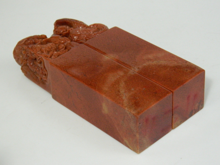 工厂直销 批发 寿山石印章 金石篆刻章料 浙江红花石龙凤对章