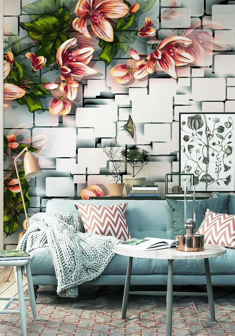 立体3d电视背景墙壁纸壁画 客厅影视墙大型壁画壁纸 现代方块墙纸